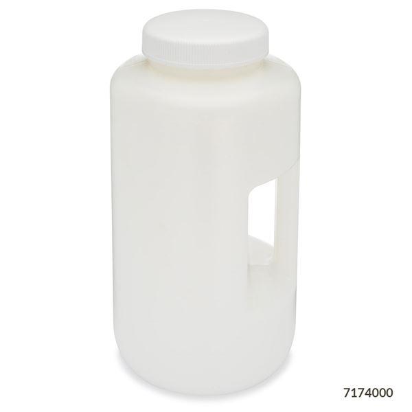 Bottle, Large Wide Mouth with Handle, Round, HDPE Bottle, 100mm PP Screw Cap, 4 Litres-7174000