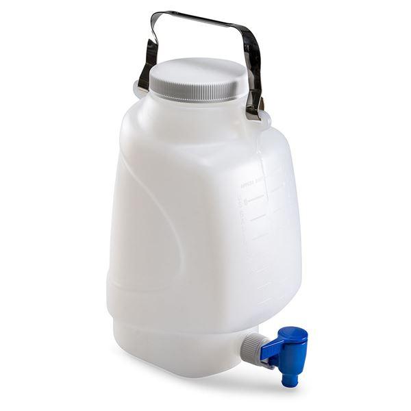 Carboy, Rectangular with Spigot and Handle, HDPE, 5 Liter-7310005