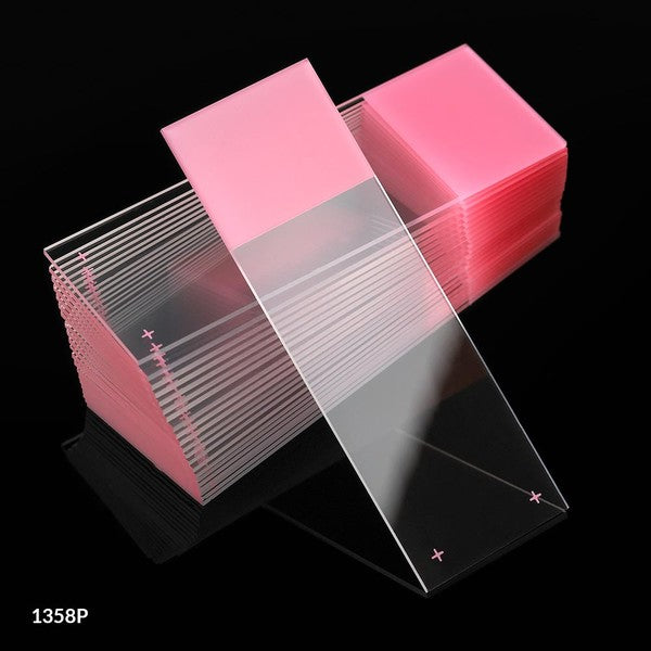 Charged slide, pink frost, ground edge, 90° corner, 72/Box - 1358P-72