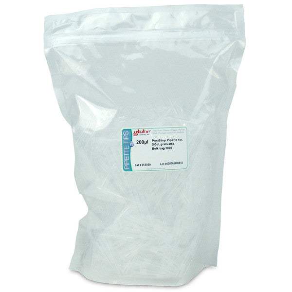 PosiStop Pipette tip, 200ul, graduated, Bulk, 20 bags/case, 1000/Bag - 154020