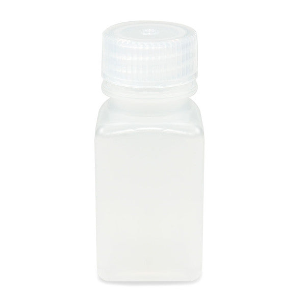 Bottle, Wide Mouth, Square, PP, Attached PP Screw Cap, 60mL, 100/Cs - 7160060
