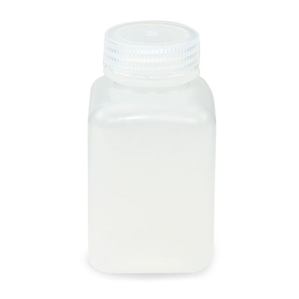 Bottle, Wide Mouth, Square, PP, Attached PP Screw Cap, 250mL, 100/Cs - 7160250