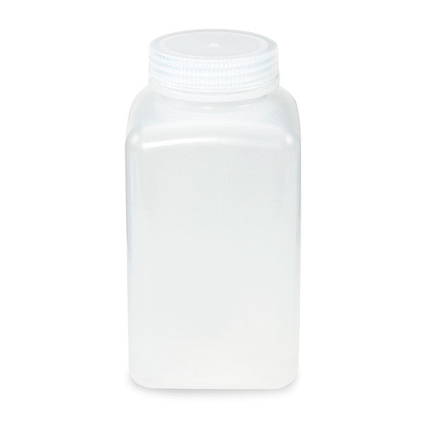 Bottle, Wide Mouth, Square, PP, Attached PP Screw Cap, 1000mL, 100/Cs - 7161000