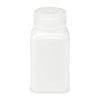Bottle, Wide Mouth, Square, HDPE, Attached PP Screw Cap, 175mL, 100/Cs - 7180175
