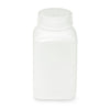 Bottle, Wide Mouth, Square, HDPE, Attached PP Screw Cap, 500mL, 100/Cs - 7180500