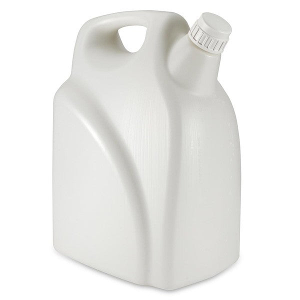 Jerrican, Rect w Handle, HDPE, 20 Liter, White PP Screwcap, Molded Graduations, 100/Cs - 7190020