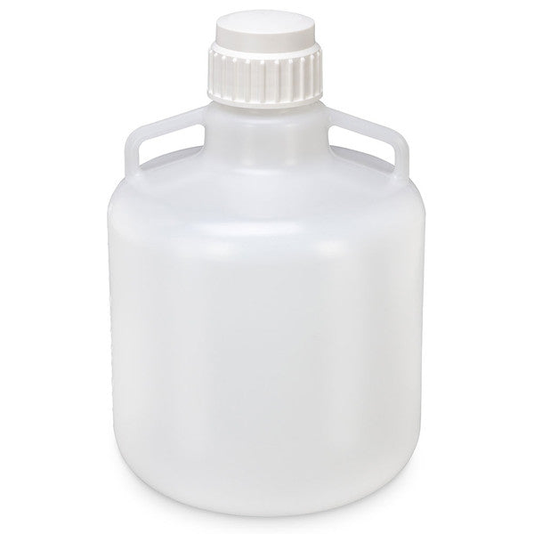 Carboy, Round with Handles, PP, 15 L, Autoclavable, White PP Screwcap, MG, 100/Cs - 7200015