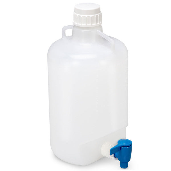 Carboy, Round with Spigot, LDPE,5 L, White PP Screwcap,Molded Graduations, 100/Cs - 7270005