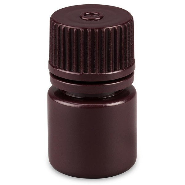 Bottle,Amber Narrow Mouth,Round,HDPE,8mL, Bulk Packed, Bottles and Caps Separate, 200/CS - 7560008AMBKS