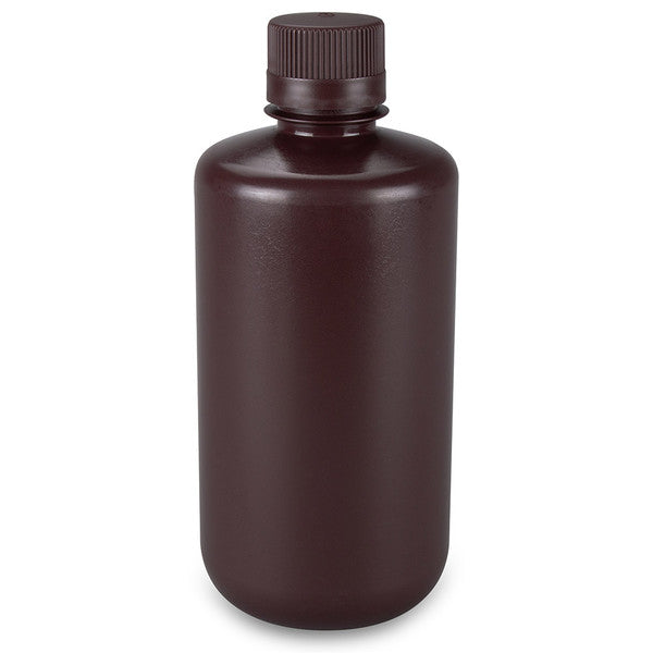 Bottle,Amber Narrow Mouth,Rd,HDPE,1000mL, Bulk Packed, Bottles and Caps Separate, 50/CS - 7561000AMBKS