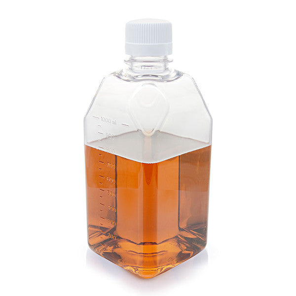 Bottle, Square Media, PETG, 1000mL, STR, 12/Shrink Wrapped Tray - 7611000