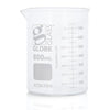 Beaker, Globe Glass, 800mL, ASTM E960, Low Form Griffin Style, Dual Graduations, 6/Box - 8010800