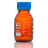 Bottle, Amber Media, Globe Glass, 250mL, GL45 Screw Cap, Dual Graduations, 10/Box - 8110250
