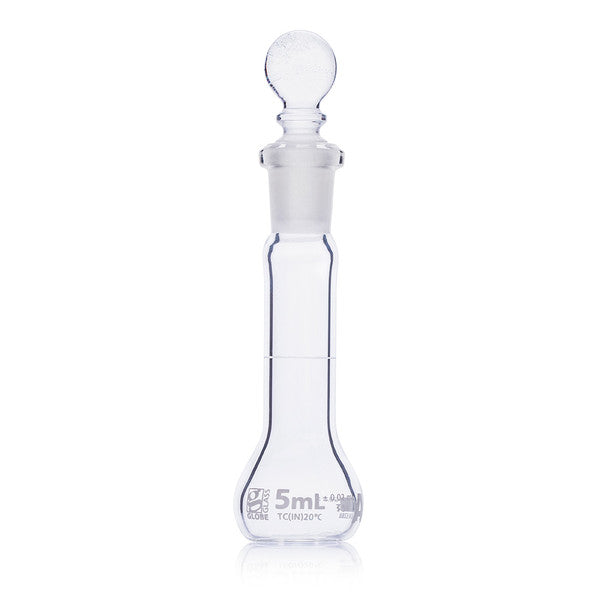 Flask, Volumetric , Globe Glass, 5mL, Class A, To Contain (TC), ASTM E288, 6/Box - 8200005