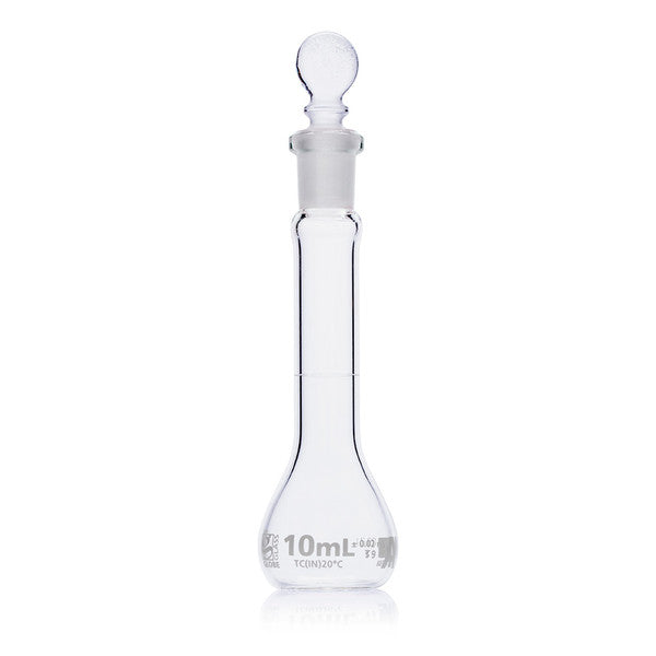 Flask, Volumetric , Globe Glass, 10mL, Class A, To Contain (TC), ASTM E288, 6/Box - 8200010