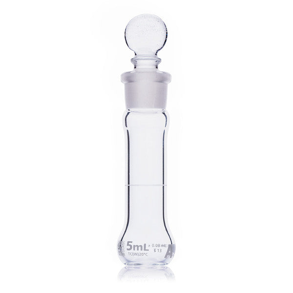 Flask, Volumetric, Globe Glass, 5mL, Wide Mouth, Class A, TC, ASTM E288, 6/Box - 8230005