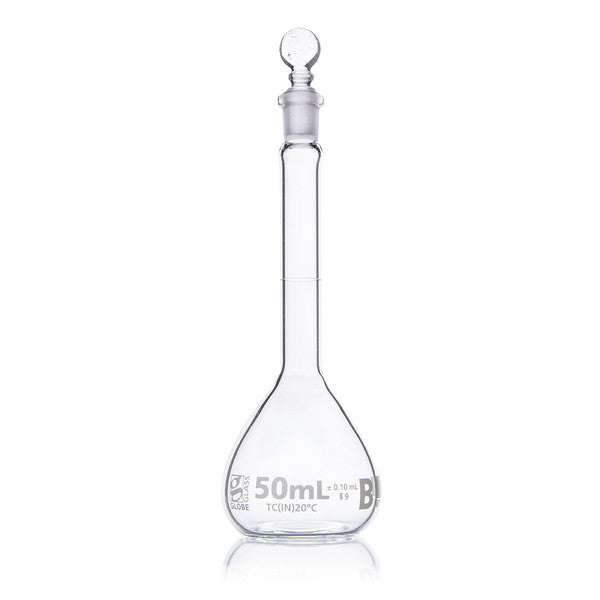 Flask, Volumetric , Globe Glass, 50mL, Class B, To Contain (TC), ASTME288, 6/Box - 8250050