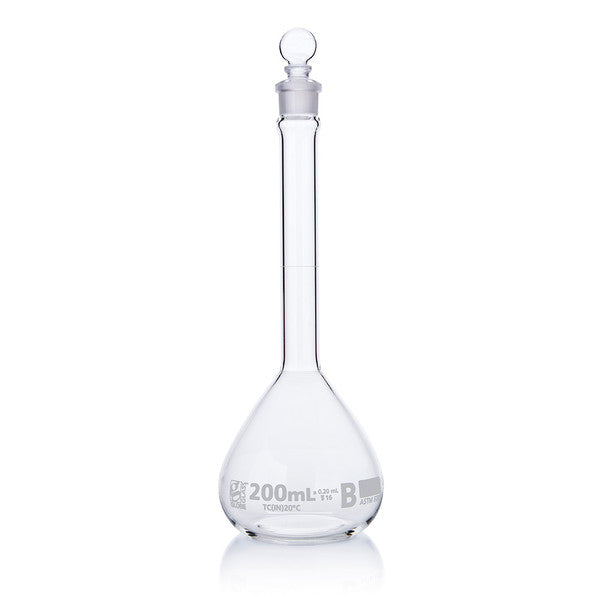 Flask, Volumetric , Globe Glass, 200mL, Class B, To Contain (TC), ASTME288, 6/Box - 8250200