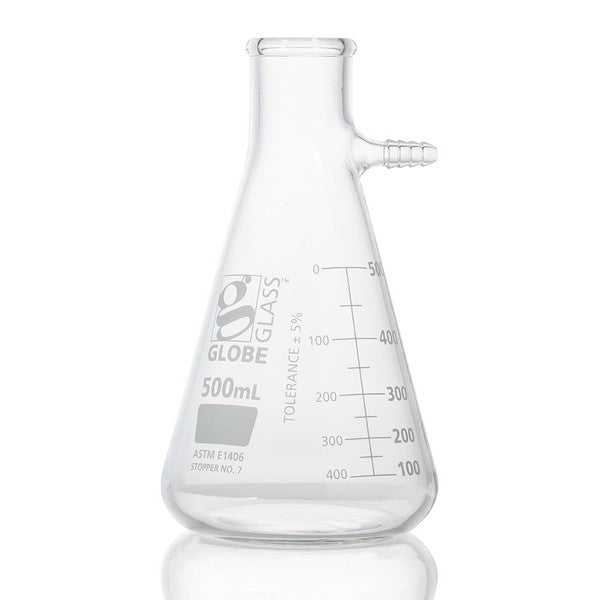 Flask, Filter, Globe Glass, 500mL, Dual , Graduations, ASTM E1406, 6/Box - 8450500