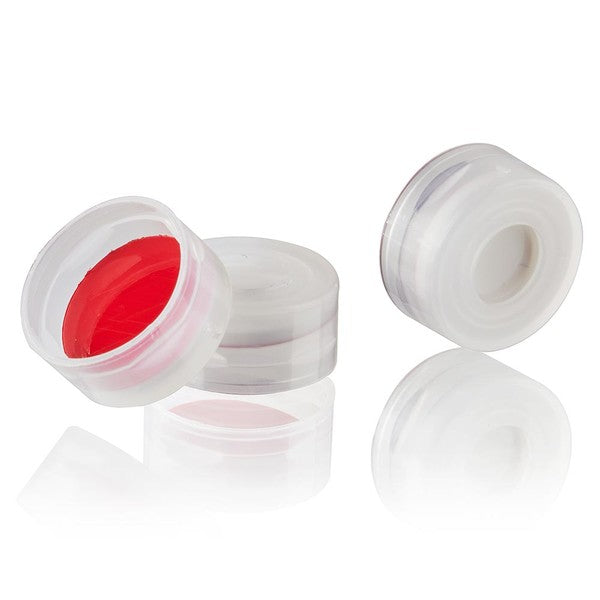 Snap Cap for 2mL Vial, Natural, 11mm,Red PTFE/Silicone Septum, 100/Box - 9020002CAP-SR-NR