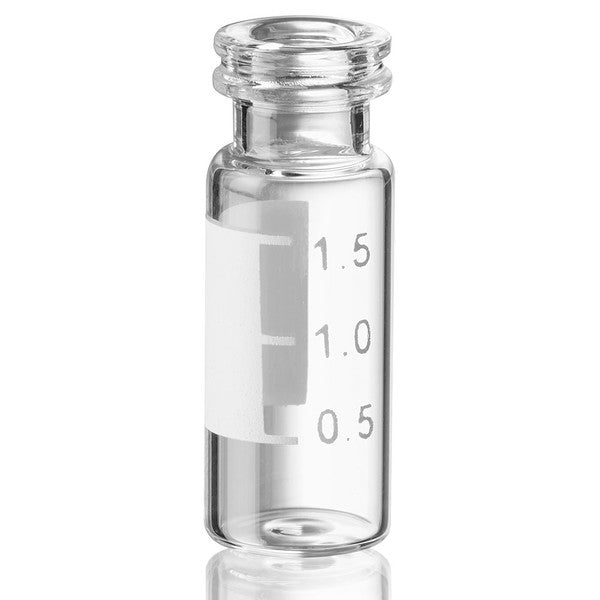 2mL Chromatography Vial, Clear, Snap, White Marking Spot, 11mm, 12x32mm, 100/Box - 9020002MS