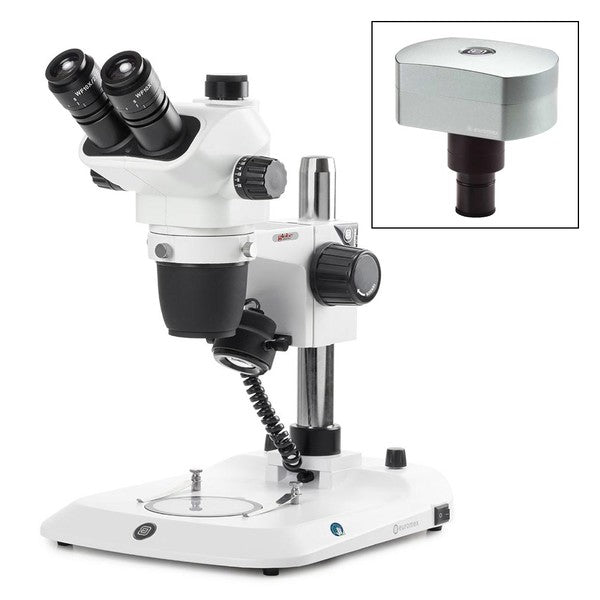 Trinocular stereo zoom microscope Nexius, Zoom Evo,0.65x to 5.5x zoom obj,w/camera - ENZ-1703-P-DC18