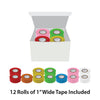 Labeling Tape, 1" x 500" per Roll, (2 grn,2 pk,2 red,2 yl,2 wh,1 bl,1 orng), 12/Cs - LT-1X500RW