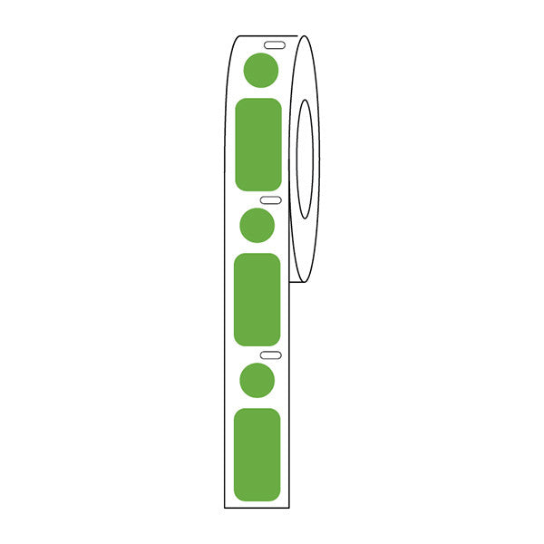 Label/Dot Combo Roll,Cryo,Direct Thermal, 24x13mm & 9.5mmDot,for 2.0mL Tubes,Green, 500/Box - LTC-24X13-95G
