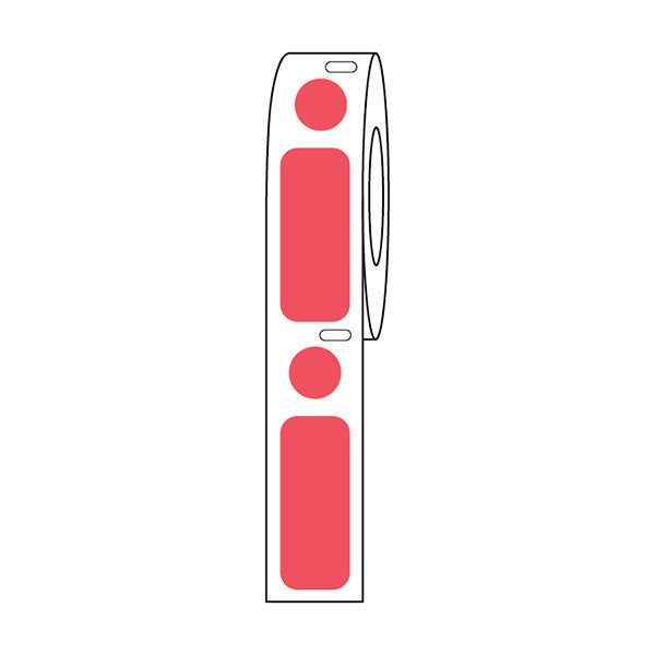 Label/Dot Combo Roll,Cryo,Direct Thermal, 33x13mm & 9.5mmDot,for 2.0mL Tubes,Red, 500/Box - LTC-33X13-95R