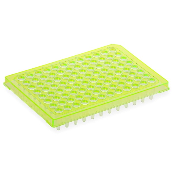 Diamond Shell 0.2mL 96 well PCR Plate, Yellow PC frame and PP wells, 100/Cs - PCR-DS-HS-02-Y
