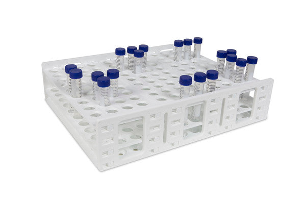 Heavy-Duty Color-Coded Tube Rack with 16-20mm, White for bench organization | 120834