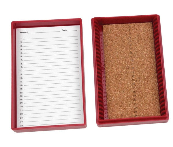 Scientific Color-Coded Slide Storage Box for slide storage, 25-Place, Red | HS15989C