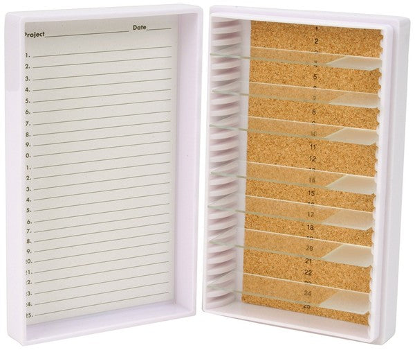 Technical Color-Coded Slide Storage Box with 25-Place, White for slide storage | HS15989E