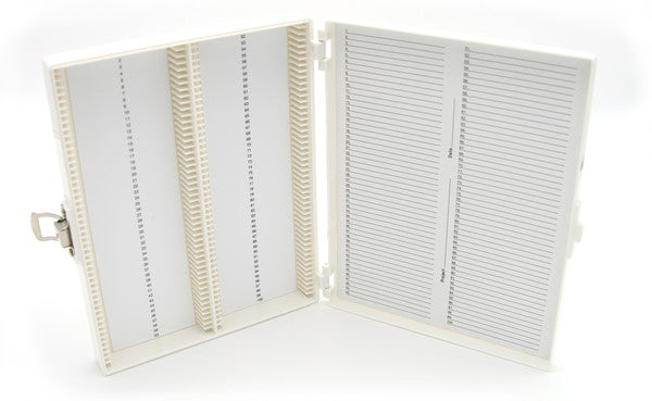 Industrial Color-Coded Slide Storage Box for slide storage, 100-Place, White | HS15994R