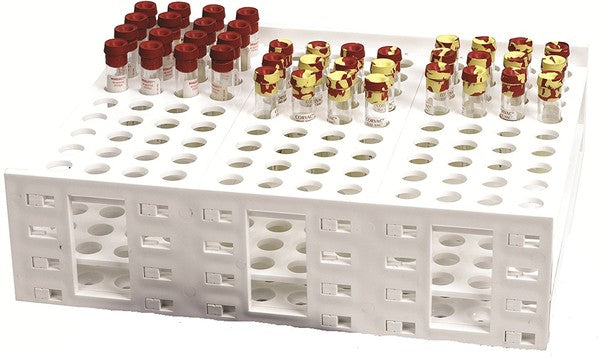 Laboratory Color-Coded Tube Rack with 13-16mm, White for bench organization | HS24323E