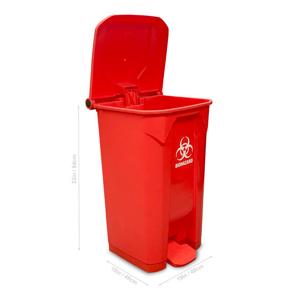 Biohazard Bin XL, large, 26 gallon capacity (100L), with foot pedal operated lid, 1/ea | A8002B