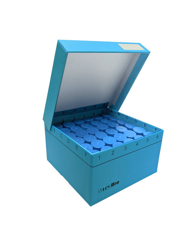 Cardboard freezer box with hinged lid, 3 inch, with insert for 36 screw-cap 5mL MacroTubes, 5/pk | C2580-36