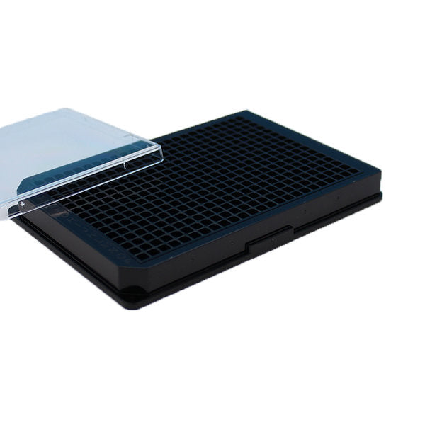 Assay Plates (PS), 384 Square Well Flat-Bottom, Black, 14.41mm Height | DP110F-384-BLK-S-IWL