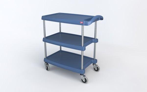 MY1627-34BU myCart Series 3-Shelf Utility Cart with Microban, Blue, 16" x 27"