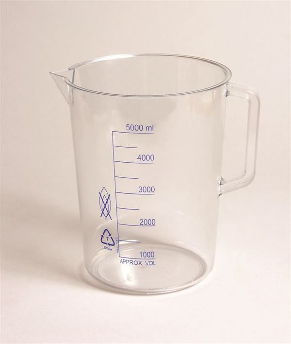 Industrial Break-Resistant Beakers W/Handle, Print Grad,Pmp,5000ml for Plasti... | P50907