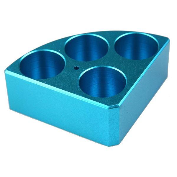 Scilogex Black quarter reaction block, 4 holes 16mL reaction vessel 28mm dia x 43mm depth | 18900005
