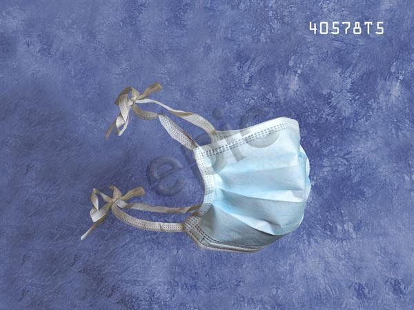Face Mask, 3 LayerSpp, Latex Free, 4 Spp Ties, Blue -500/Cs - 40578-T5