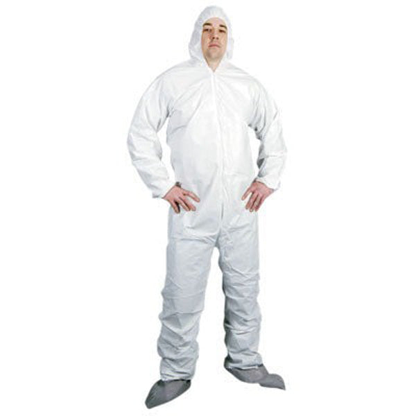 Advantage MPC Disposable Coveralls, White, Elastic, Medium - APP0190-M-W-MPC