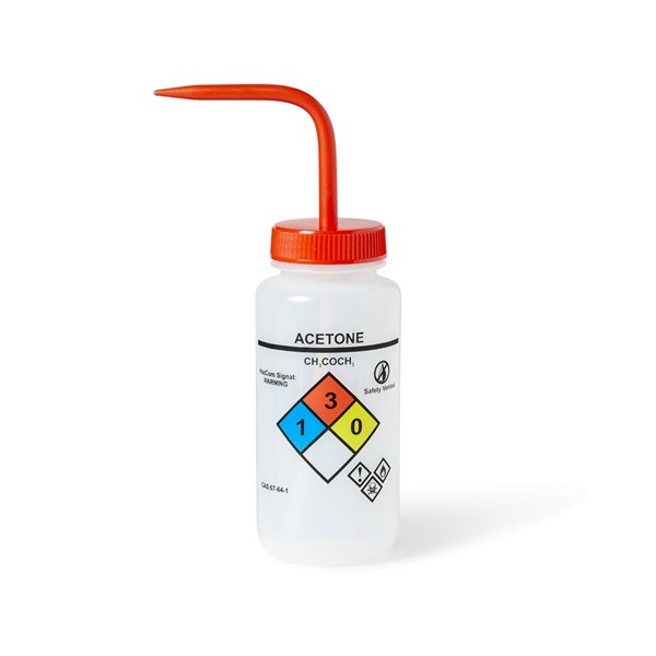 UniSafe Acetone Vented Wash Bottle, Red, Pack of 6 - UN370051