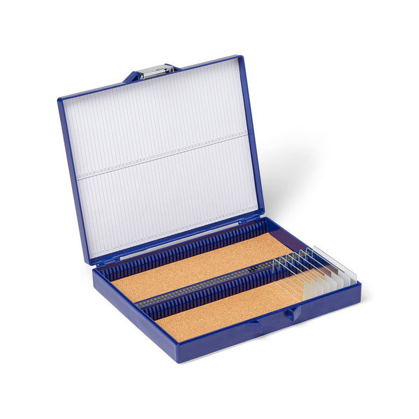 Scientific Application-Specific 100-Place Microscope Slide Box, ABS, Blue | 62612