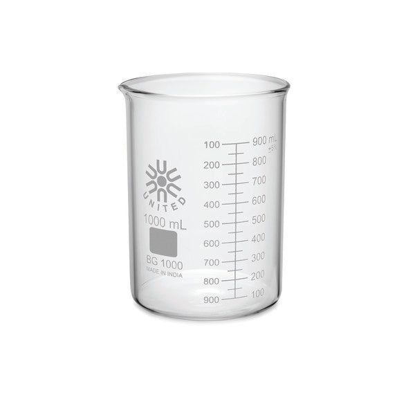 Industrial Reusable Glass Beakers, Low Form, Borosilicate Glass, 10... | BG1000-1000-CASE