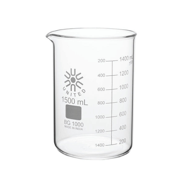 Precision Reusable Glass Beakers, Low Form, Borosilicate Glass, 150... | BG1000-1500-CASE