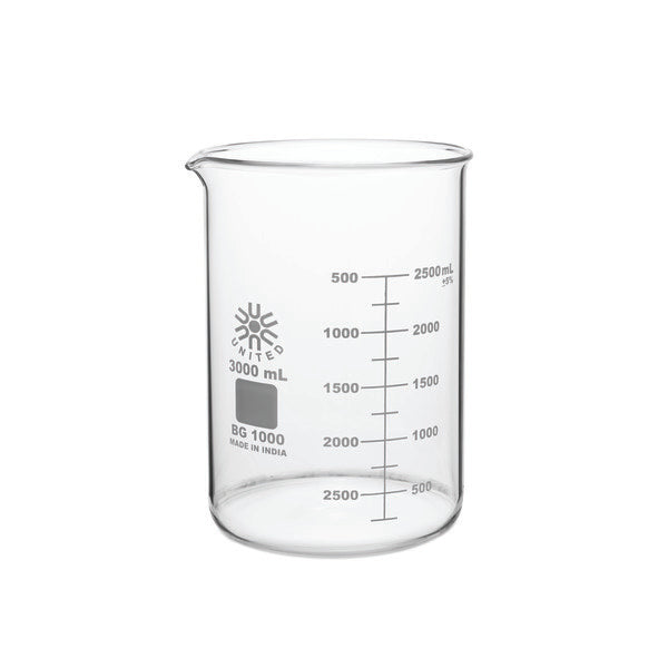 Precision General Prep Beakers, Low Form, Borosilicate Glass, 3000 ... | BG1000-3000-CASE