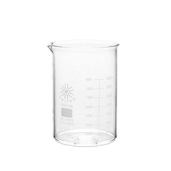 Laboratory General Prep Beakers, Low Form, Heavy Duty, 4000 mL, Case/6 | BG1003-4000-CASE