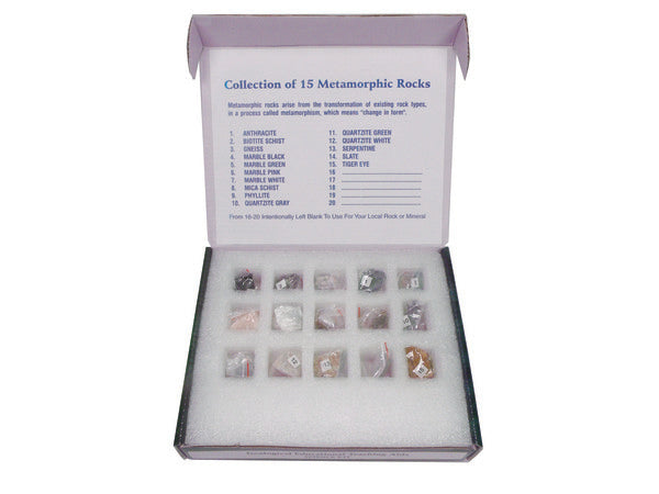 Scientific Concept-to-Lab Physics Tool Metamorphic Rock Set, 15 Specimens | UNMETRC01